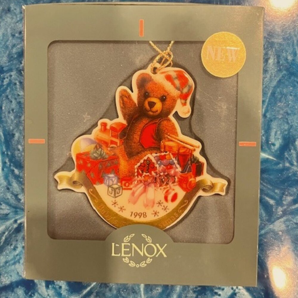 Lenox 1998 Baby's First Christmas Teddy Bear Presents Ornament